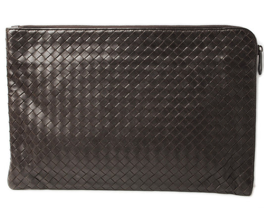 Bottega Veneta Leather Document Case Dark Brown