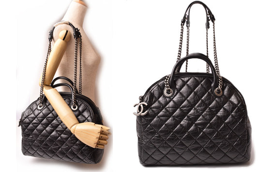 Chanel Leather 2way Shoulder/Chain Tote Bag