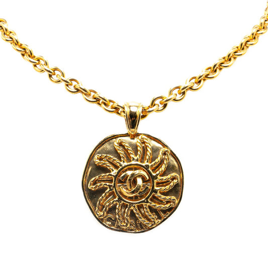 Chanel Vintage Coco Mark Sun Motif Necklace Gold