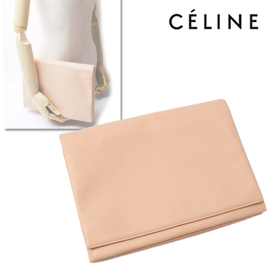 Celine Lambskin Clutch Bag Beige