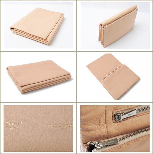 Celine Lambskin Clutch Bag Beige