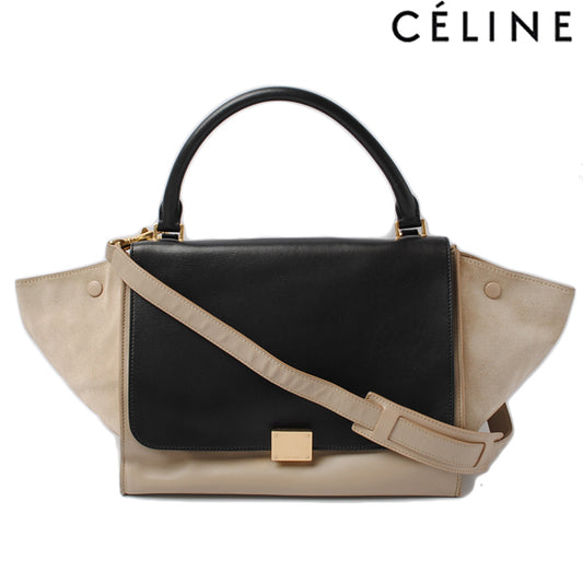 Celine Trapeze Handbag Black/Beige 2way