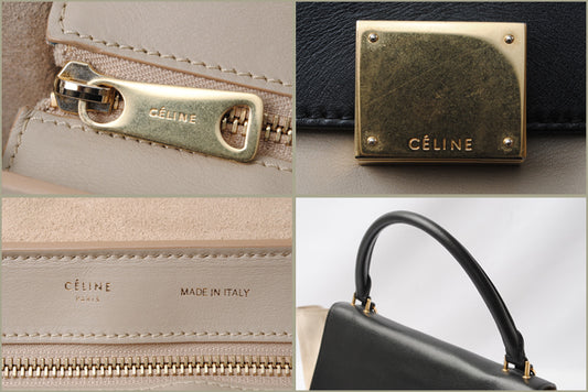 Celine Trapeze Handbag Black/Beige 2way