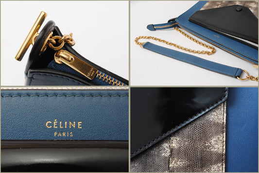 Celine Python Leather Chain Shoulder Bag