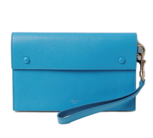 Celine Evening Clutch Bag Calfskin Light Blue