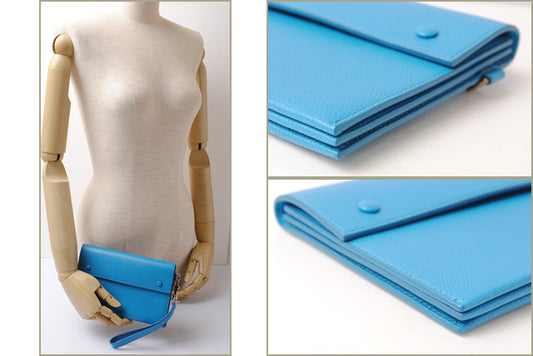 Celine Evening Clutch Bag Calfskin Light Blue