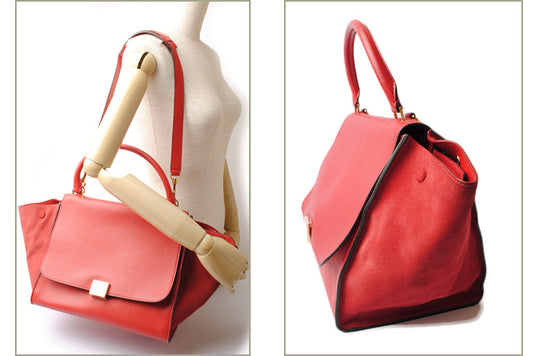 Celine Trapeze Handbag Red 2way