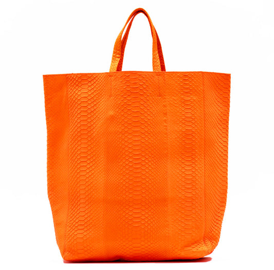 Celine Python Leather Tote Bag Orange