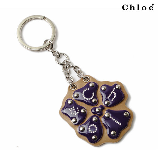 Chloe Keyring Dark Purple/Beige Silver