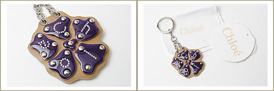 Chloe Keyring Dark Purple/Beige Silver