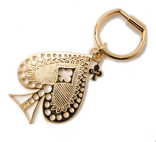 Chloe Keychain Spade Motif Light Gold