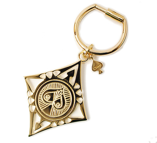 Chloe Brass Diamond Motif Keychain