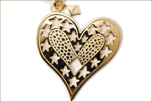 Chloe Brass Keychain Heart Motif Light Gold