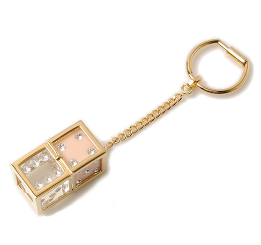 Chloe Keychain Dice Motif Rhinestone Crystal