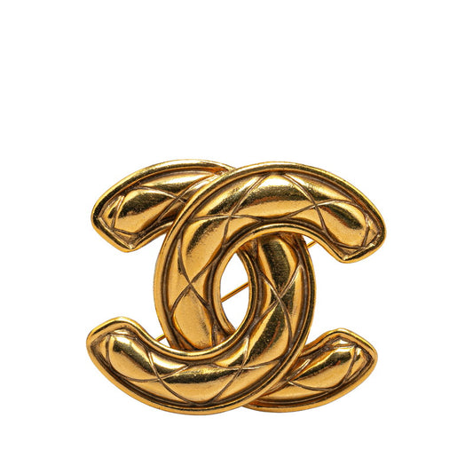 Chanel Coco Mark Matelasse Brooch Gold