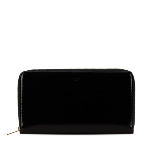 Celine Leather Logo Zip-Around Wallet