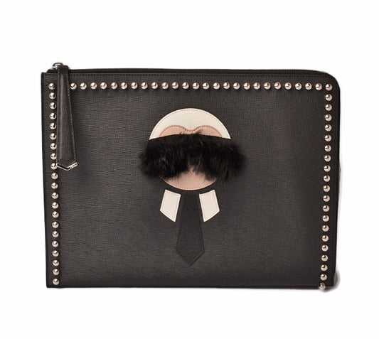 Fendi Karlito Clutch Bag Black/Silver