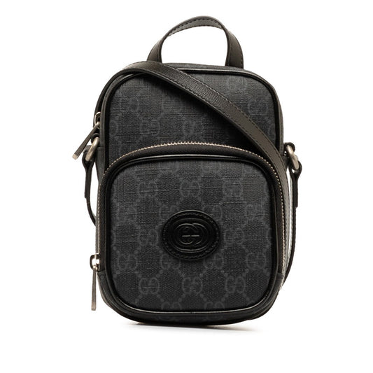 Gucci GG Supreme Mini Shoulder Bag Black PVC Leather