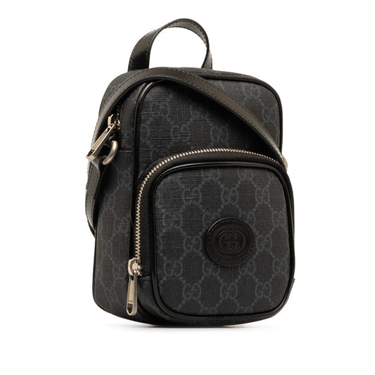 Gucci GG Supreme Mini Shoulder Bag Black PVC Leather