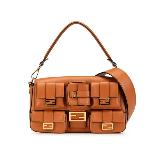 Fendi Leather Multi-Pocket Baguette Handbag