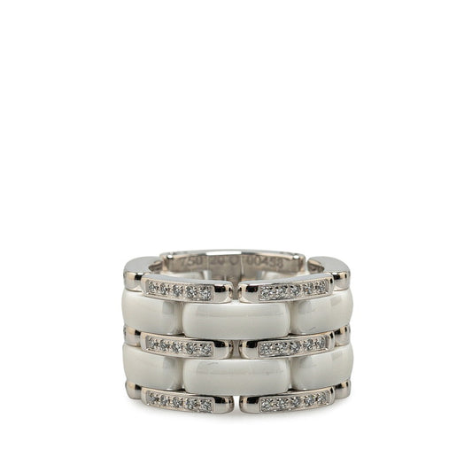 Chanel White Gold Ceramic Ring #49