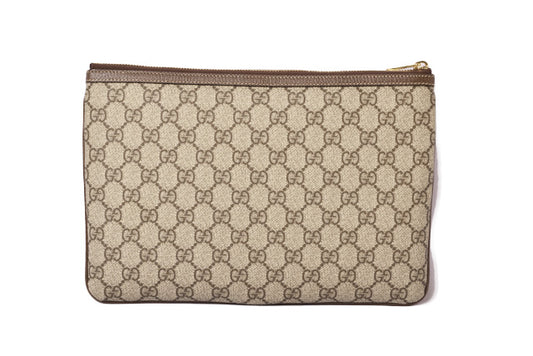 Gucci GG Supreme Clutch Bag Brown/Beige