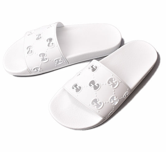 Gucci Unisex Rubber Slide Sandals White