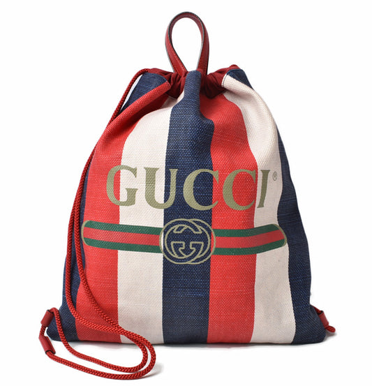 Gucci Canvas Leather Backpack Drawstring