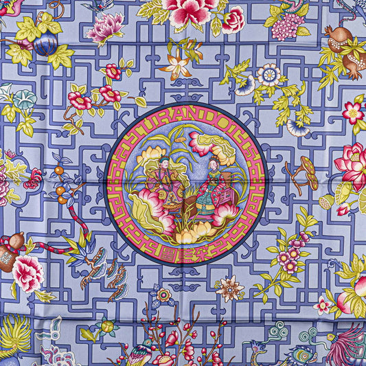 Hermes Silk Scarf Orange Blue Turandot 2002