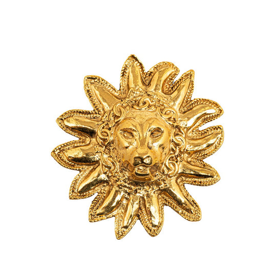 Chanel Lion Sun Motif Brooch Gold