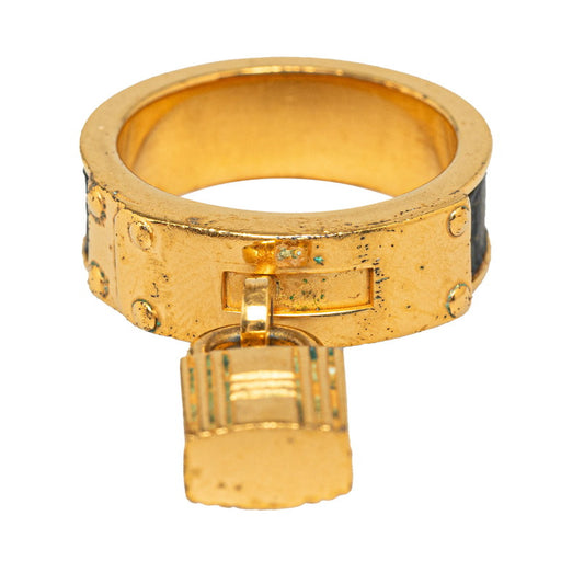 Hermes Kelly Scarf Ring Gold Black