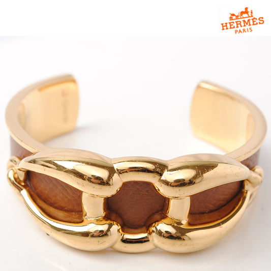 Hermes Lizard Gold Bangle Bracelet