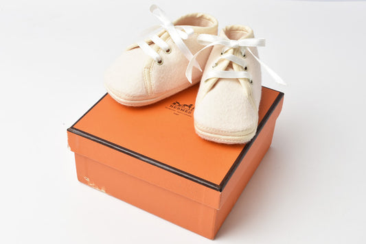 Hermes Wool Angora Baby Shoes Beige