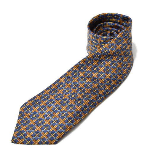 Hermes Silk 100% Tie Navy/Yellow