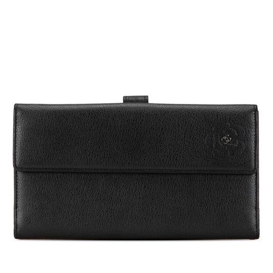 Chanel Camellia Leather Long Wallet