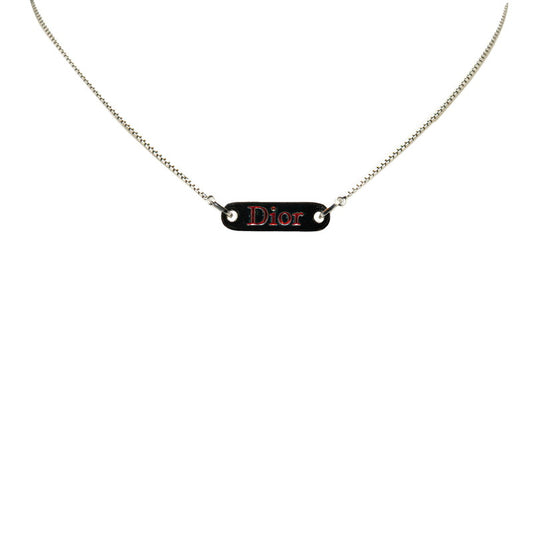 Dior Logo Plate Metal Necklace