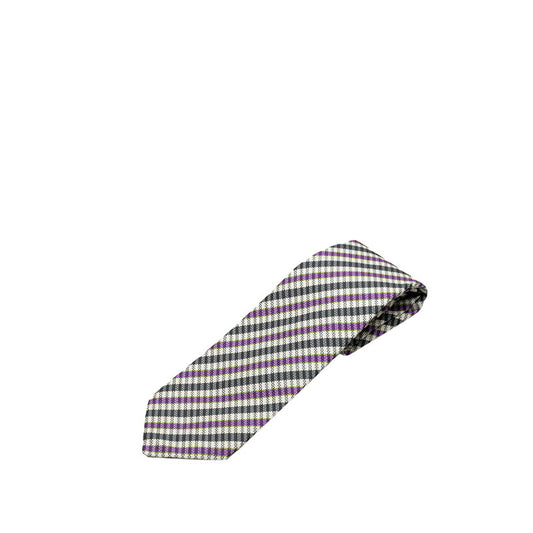 Hermes Silk Stripe Tie Black Purple White