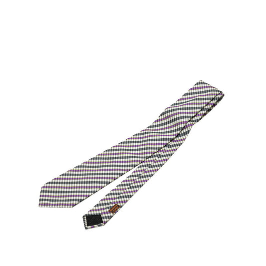 Hermes Silk Stripe Tie Black Purple White