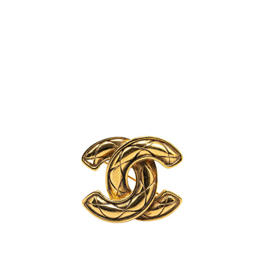 Chanel Coco Mark Matelasse Brooch Gold