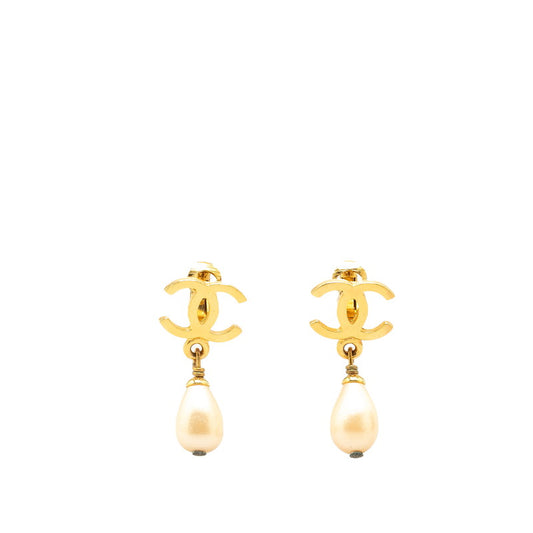 Chanel Matelasse Coco Mark Pearl Earrings