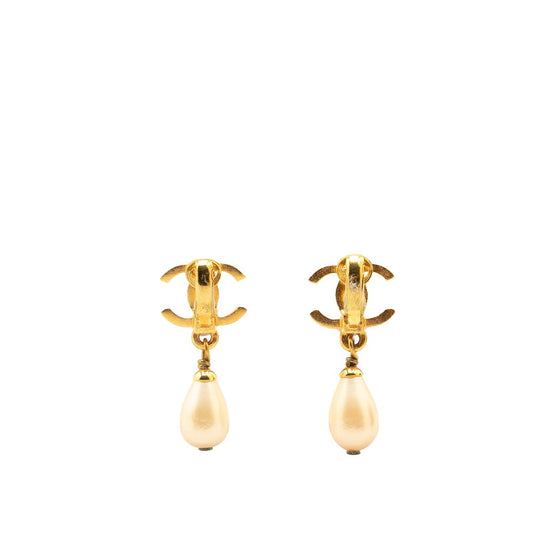 Chanel Matelasse Coco Mark Pearl Earrings