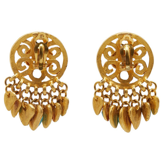 Chanel Vintage Coco Mark Swing Earrings Gold