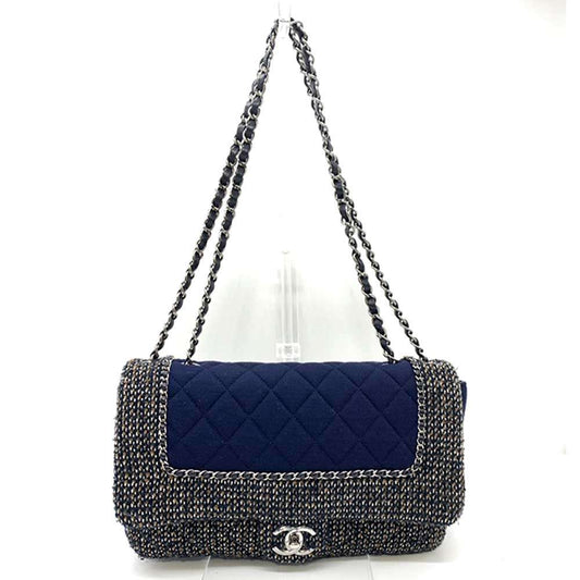 Chanel Matelasse Chain Shoulder Bag Cotton Jersey Tweed