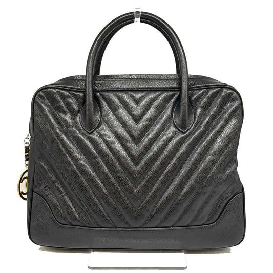 Chanel Caviar Skin Chevron V-Stitch Handbag Black