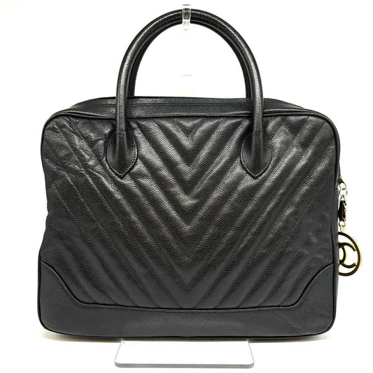 Chanel Caviar Skin Chevron V-Stitch Handbag Black