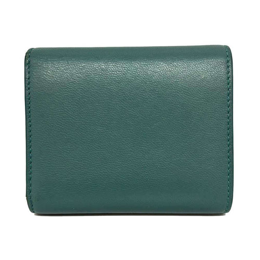 Celine Triomphe Small Flap Wallet Green Leather