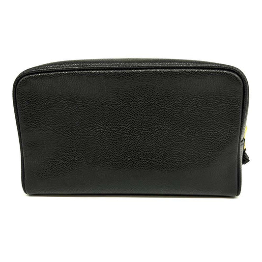 Chanel Caviar Skin Pouch Black Cosmetic Bag