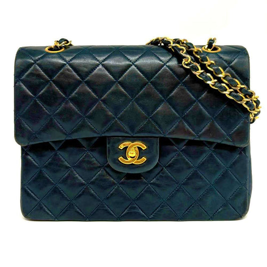 Chanel Lambskin Chain Shoulder Bag Navy