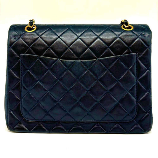 Chanel Lambskin Chain Shoulder Bag Navy