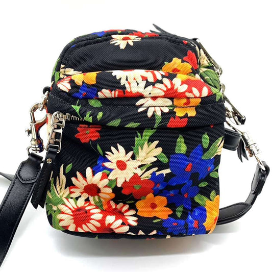 Miu Miu Floral Mini Crossbody Bag Black Canvas